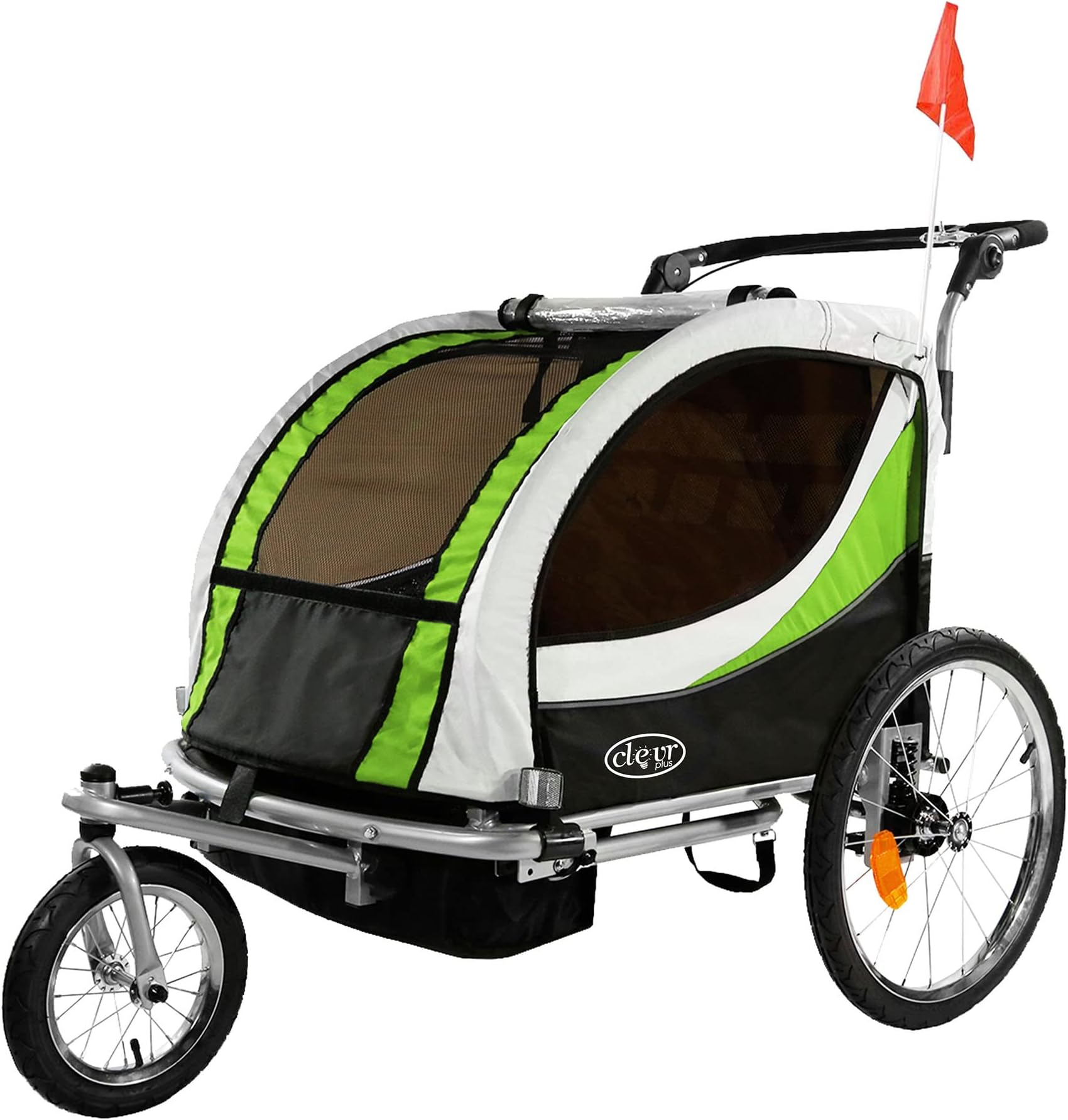 Deluxe 3-in-1 Double 2 Seat Bicycle Bike Trailer Jogger Stroller for Kids Children | Foldable Collapsible w/Pivot Front Wheel