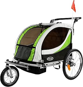 ClevrPlus Deluxe 3-in-1 Double 2-Seat Bicycle Trailer, Jogger & Stroller