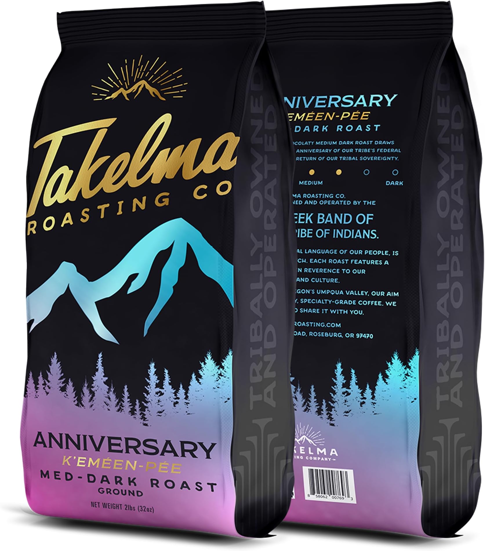 Takelma Roasting Co., Ground Anniversary Medium Roast,Bold and Intense Flavor, 100% Arabica Beans, Perfect for Espresso and Drip Coffee Makers, 2 lbs.