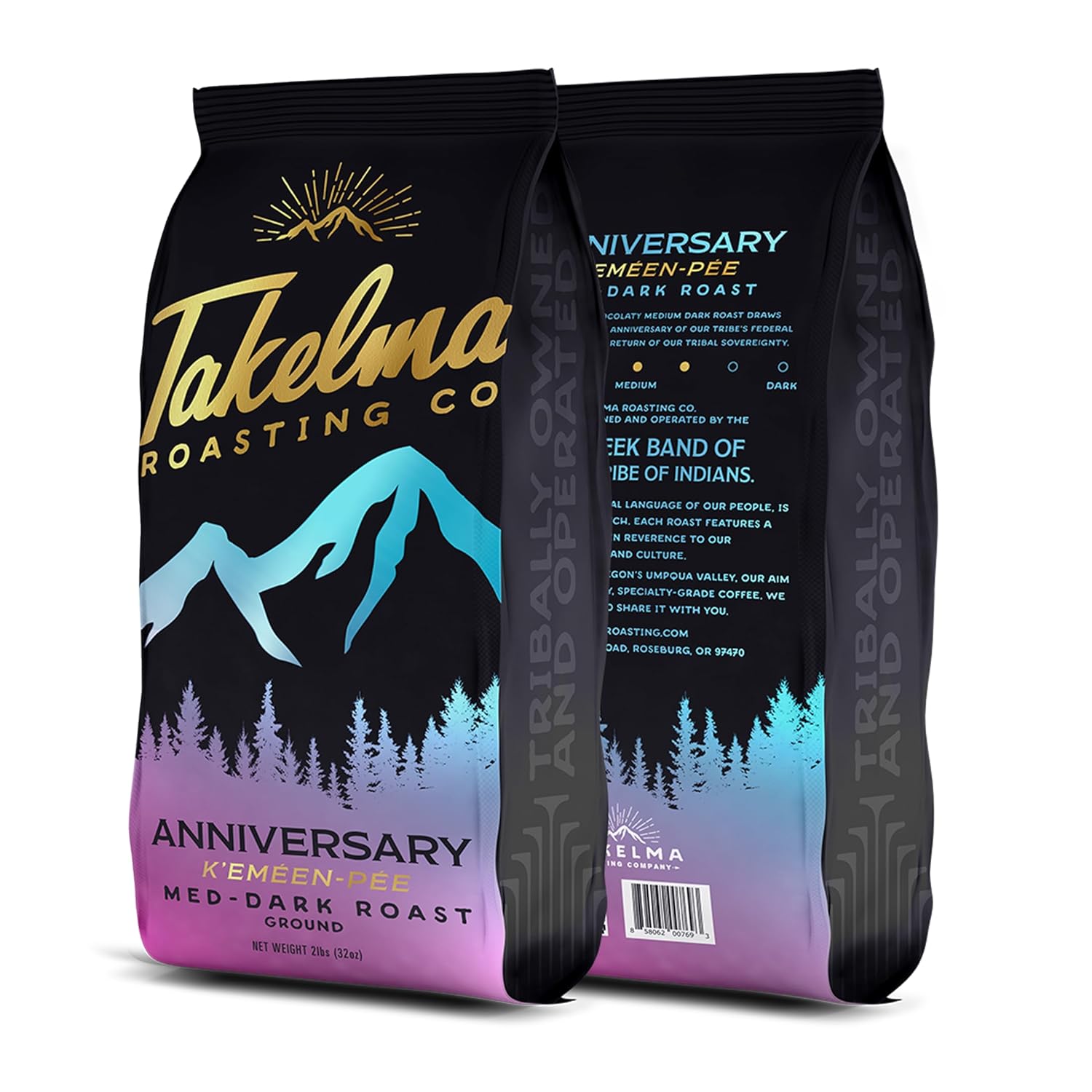 Takelma Roasting Co., Ground Anniversary Medium Roast,Bold and Intense Flavor, 100% Arabica Beans, Perfect for Espresso and Drip Coffee Makers, 2 lbs.