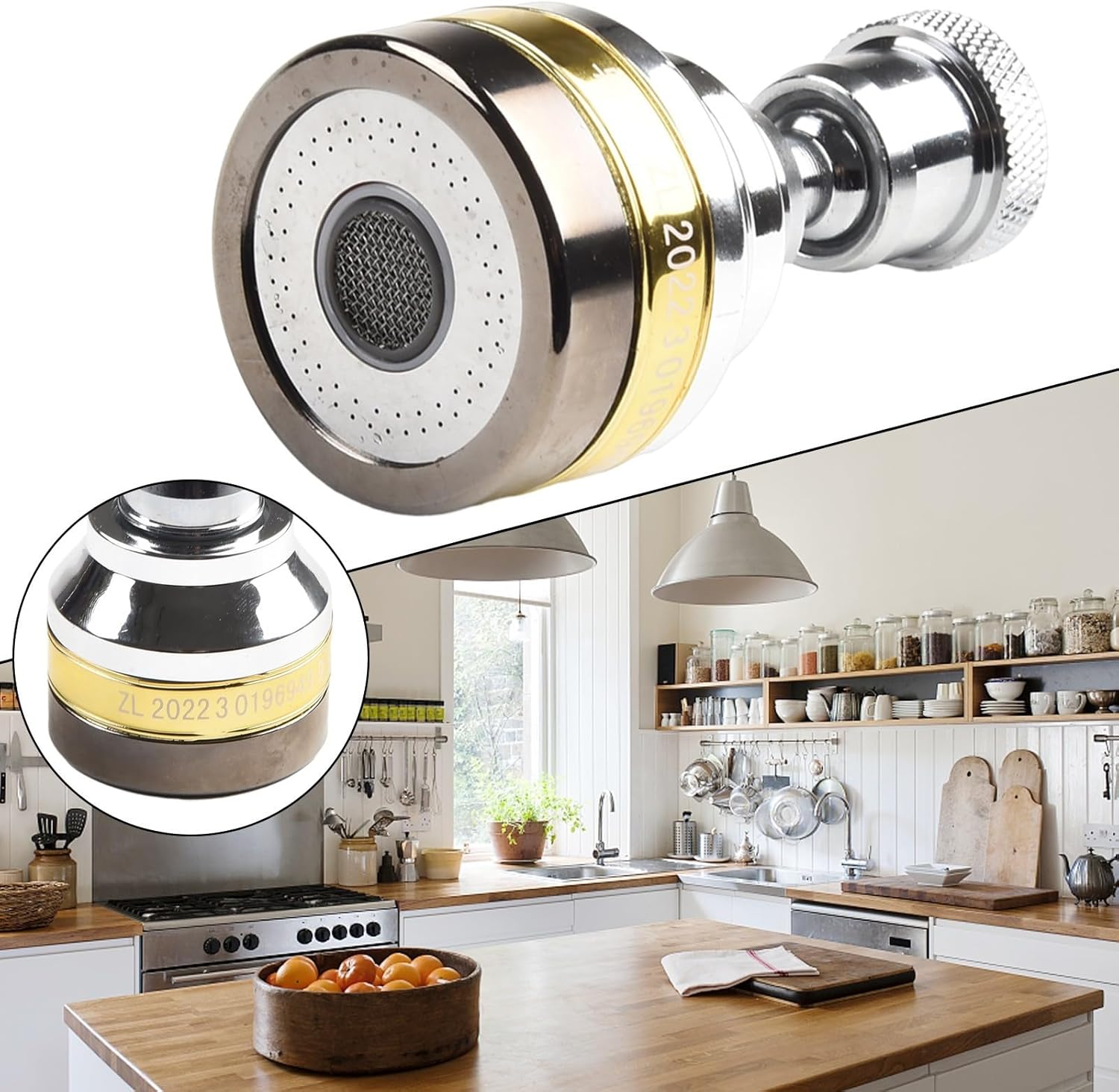 Kitchen Faucet Splash Guard, All-Copper Rotatable Semi-Copper Short Model + Free Universal Connector