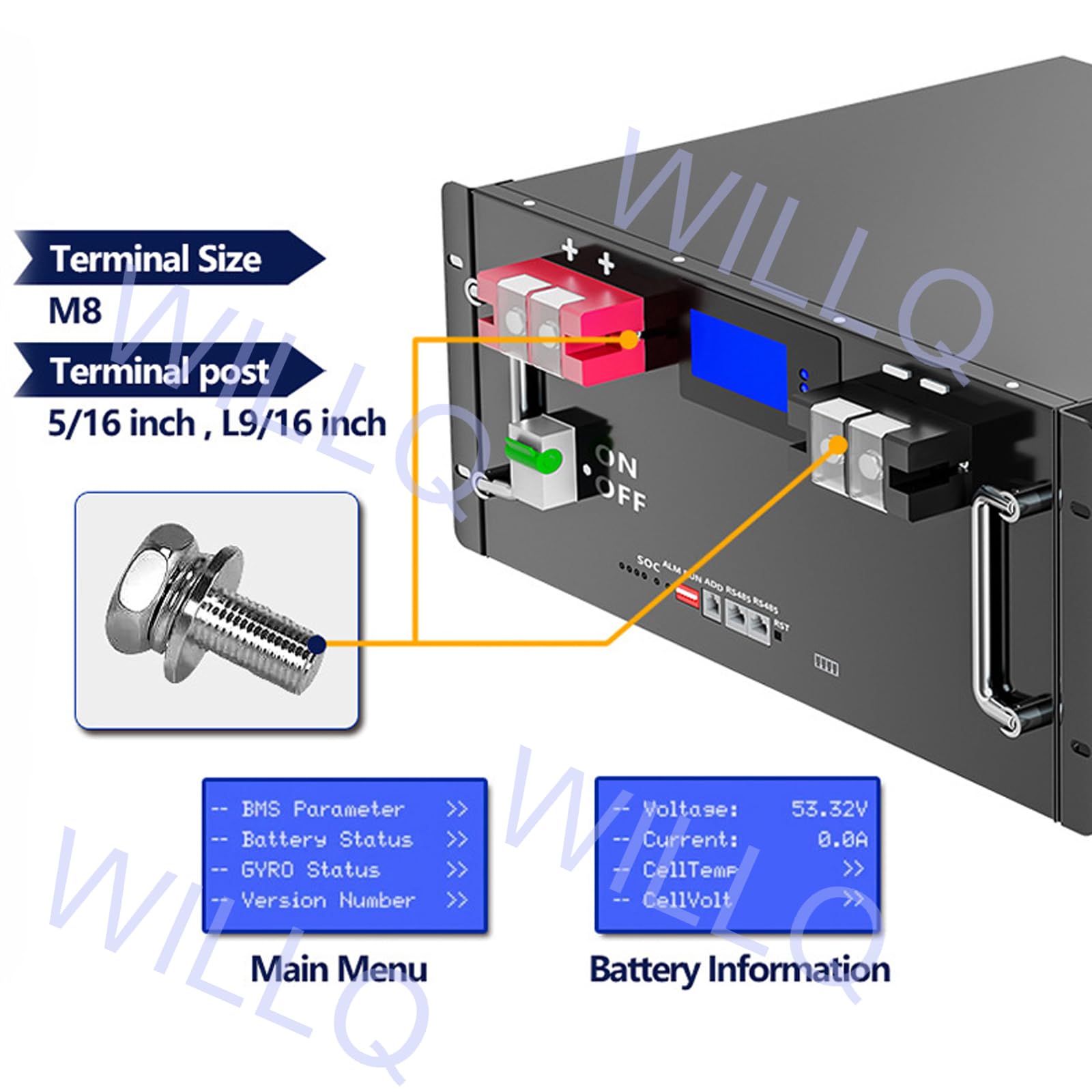 Batería Recargable Ciclo Profundo LiFePO4 Litio 48V 100Ah 5 KWh 3000 ciclos de Vida con BMS Monitor LED Uso para RV Fuente de alimentación Solar Marina terrestre Fuera de la Red