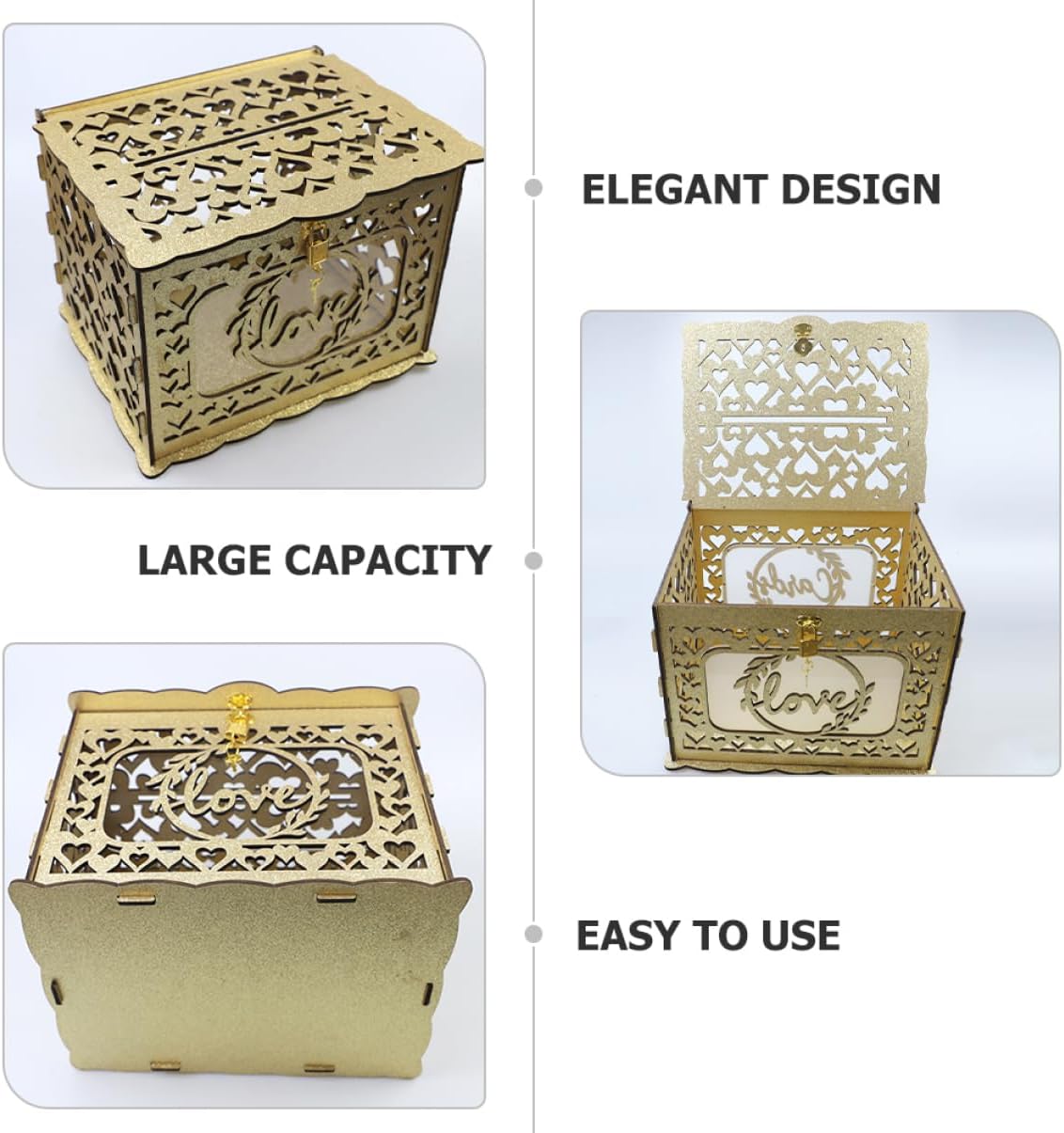 1set Wooden Card Box Hollow Design for Weddings Birthdays and Anniversaries Container for Greeting Cards Envelopes and Messages Rustic for Special Occasions