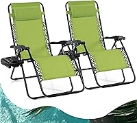 Vista 12 de Goplus Sillas de salón Zero Gravity, reclinables plegables ajustables en 160° con almohada y soporte para tazas, cómodas sillas de descanso de 350