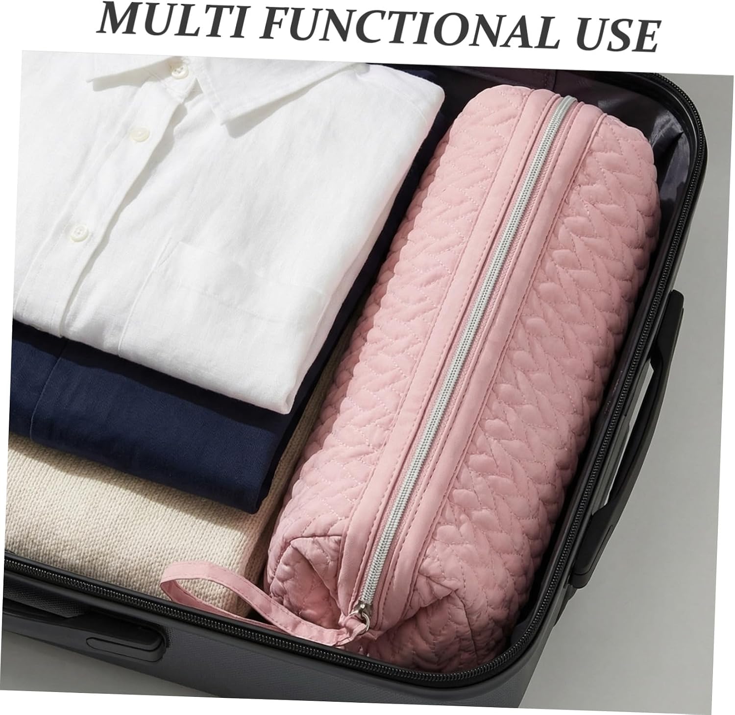 Hair Styling Tool Storage Bag for Travel, Pink Multifunctional Hair Iron Organizer Pouch for Dryer, Curling Iron, Straightener Accessories