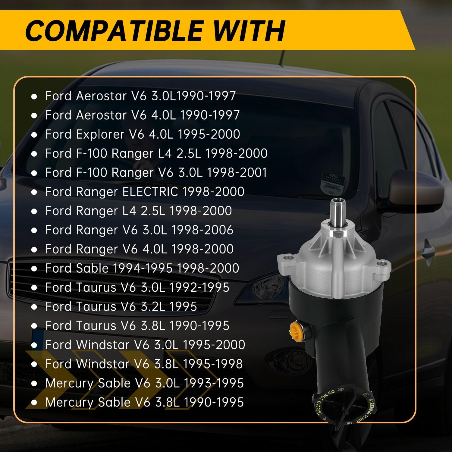 20-7271 Power Steering Pump Fit for Ford Ranger 1998-2006,for 1995-2000 Explorer 4.0L,for Ford F-100 Ranger 1998-2001,for Mercury Sable V6 3.8L 1990-1995,Replace F09Z3A674A