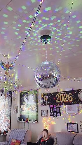 Boule à Facettes Disco IBIZA 30cm Avec Moteur LED Intégré - Effet Lumière Tournante Pour Fête (Piles AA Non Incluses) - 9