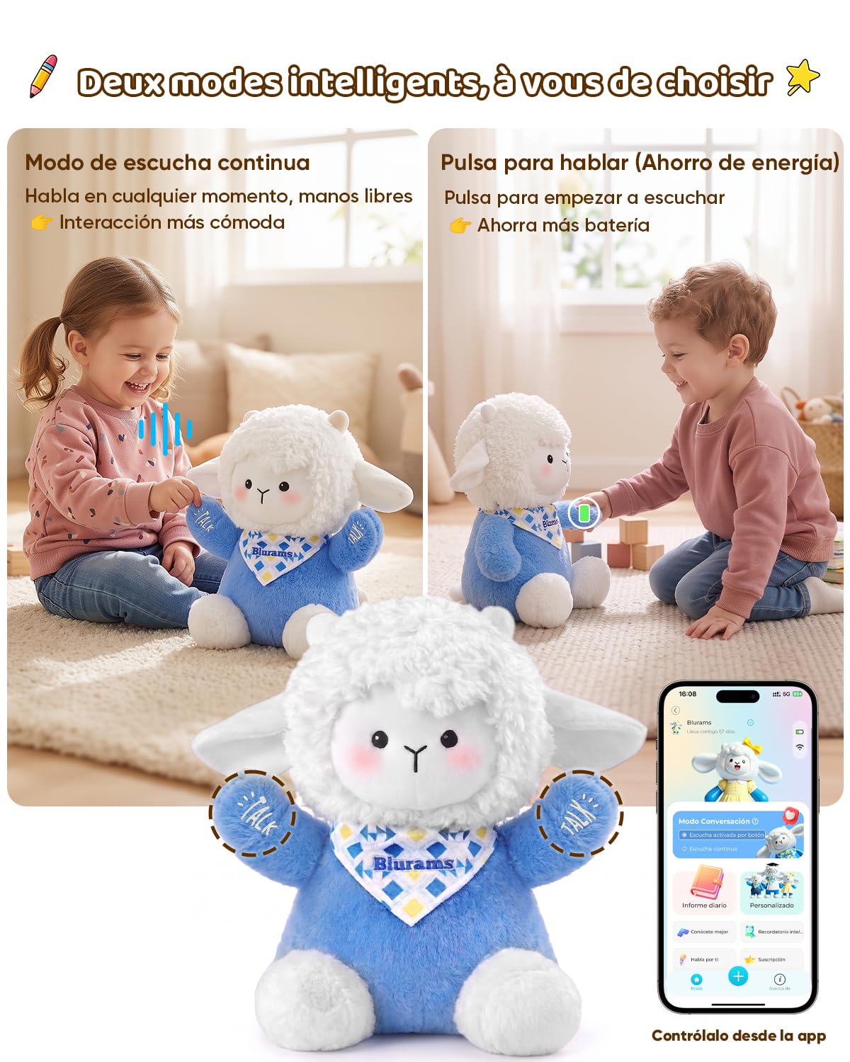 Peluche Interactivo con IA para Niños de 3 a 8 Años, Peluche con Chat de Voz, Control por App y Memoria, Compañero Educativo Emocional, Regalo Original como Juguetes para Niños de 3 a 6 Años