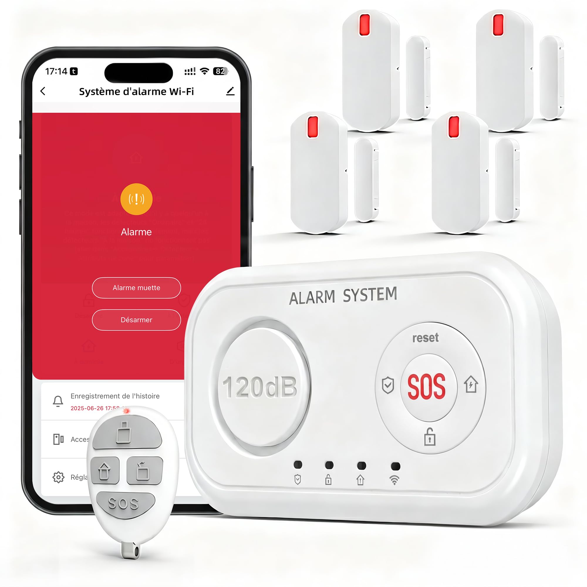 YISEELE Alarme Maison sans Fil: Centrale 120dB - Kit Alarme Maison avec Alarme Porte et fenêtre - détecteur de Chute - Protégez Votre Famille et Vos biens en Votre Absence – Compatible Alexa & Google