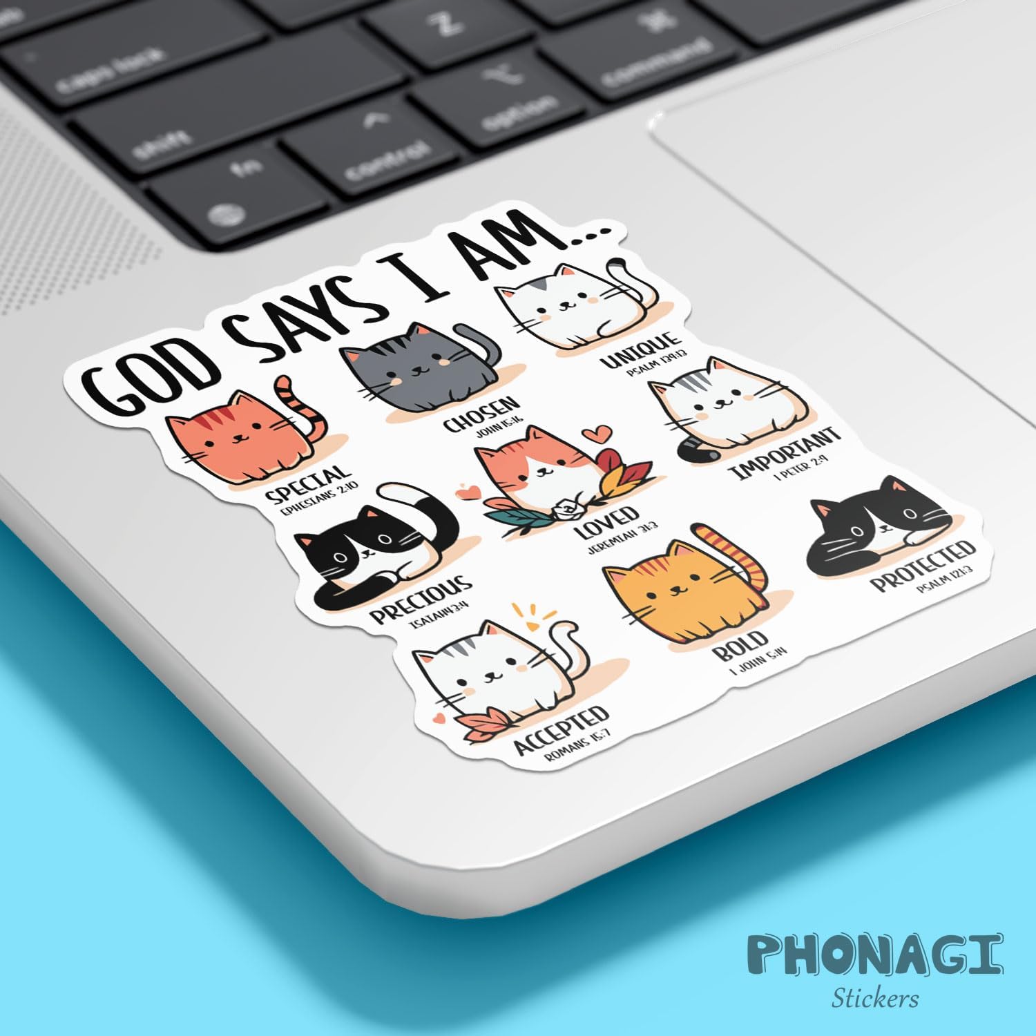 (3Pcs) God Says I Am Stickers 3'' Cat Sticker Funny Waterproof Decal for Water Bottle Journaling Laptop Kindle Stanley Cup Bumper - Image 4