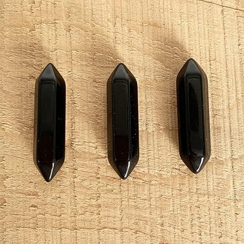 Miniatura 2 de YGLINE Varitas de cristal de obsidiana negra Reiki Chakra piedra señalada prisma facetada (obsidiana)