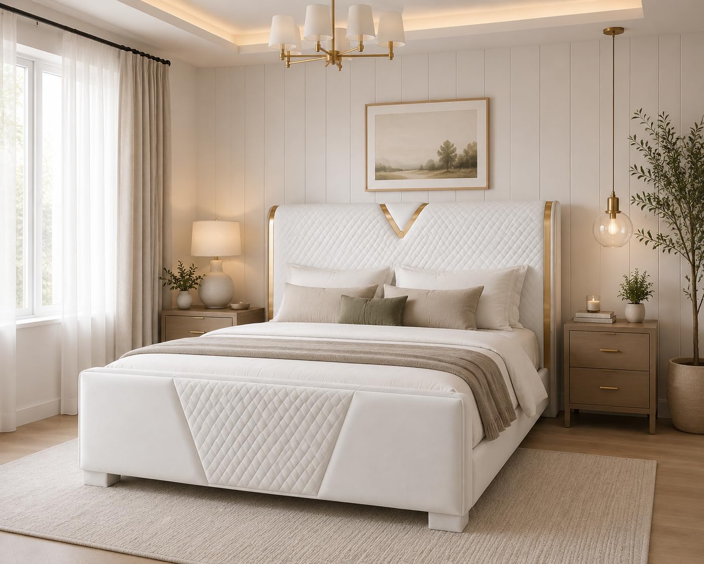 Deen.Co Ruka Bed (Ivory White) | Soft premium upholstery, sturdy slat support, easy assembly, and lasting comfort with modern elegance.-image-45