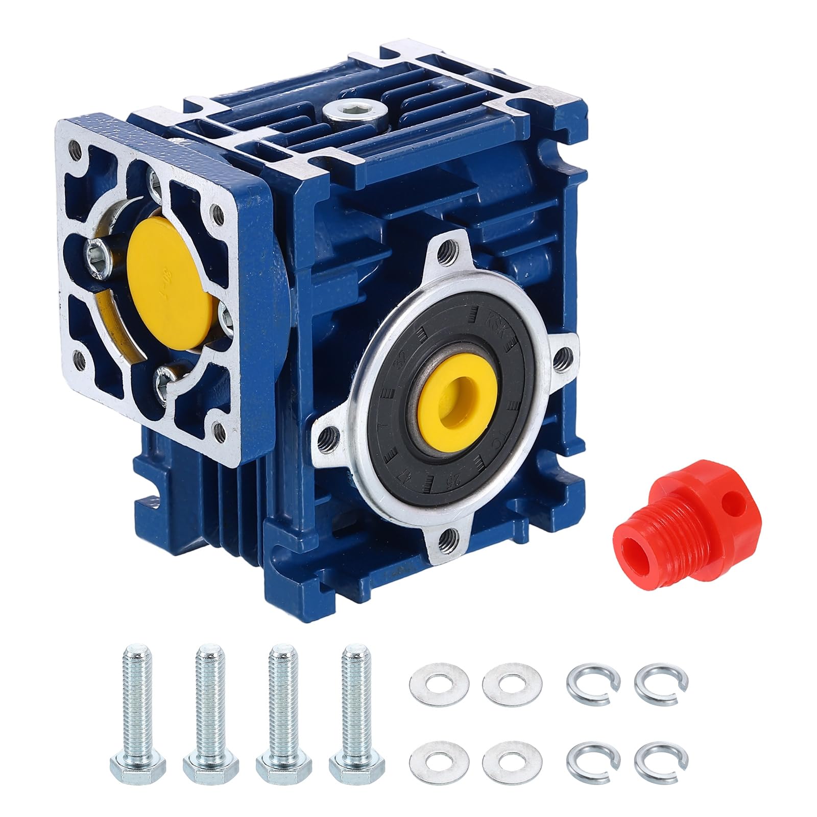 QUARKZMAN NMRV030 Schneckengetriebe Übersetzungsverhältnis 50:1 14mm Ausgangswelle Hochdrehmoment Schneckengetriebe Drehzahlreduzierer Für Nema24 Schrittmotor/Nema23 Servomotor Blau
