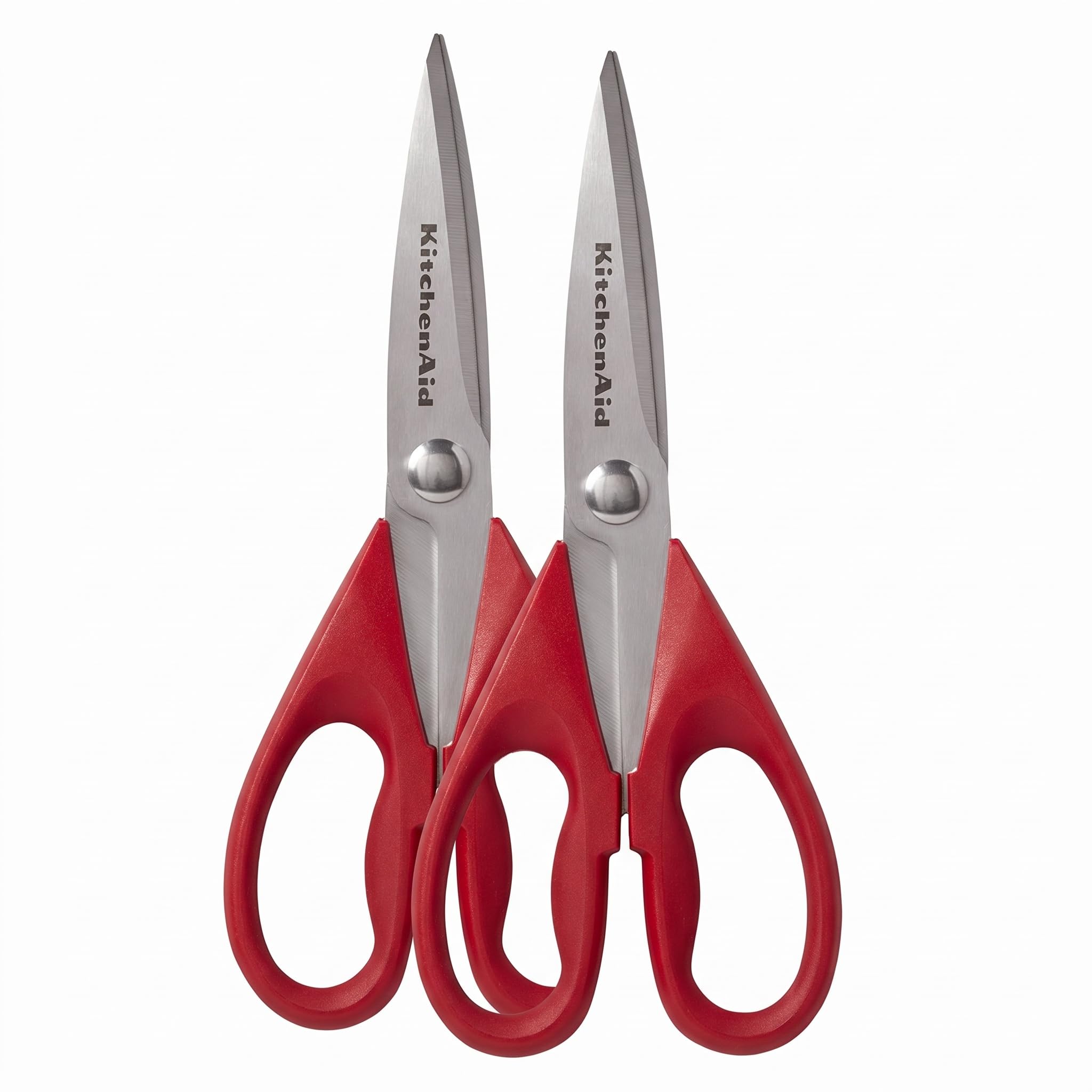 KitchenAid All Purpose Kitchen Shears with Protective Sheath Durable Stainless Steel Scissors,Dishwasher Safe,Soft Grip Comfort Handle,8.72 Inch,Red,(Pack of 2)