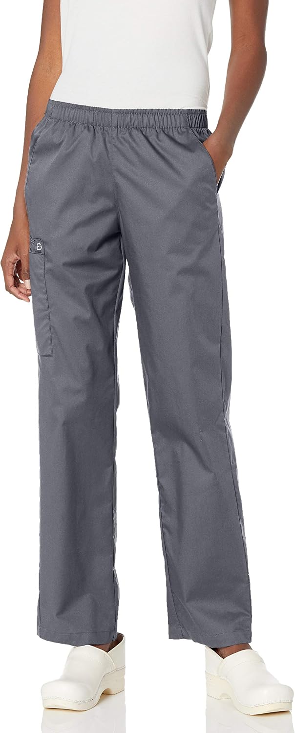 Wink WonderWORK Women's Pull-On Cargo Scrub Pant, Pewter, S