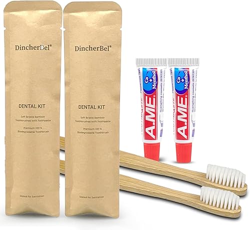 Miniatura 10 de DincherBel Kit de cepillos de dientes de viaje a granel, cepillos de dientes desechables con pasta de dientes (0.21 onzas), artículos de tocador