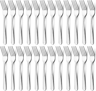 BEWOS 24 Pieces Dinner Forks Set, 8.2-Inch Stainless Steel Forks Silverware, Flatware Salad Forks for Home, Kitchen or Restaurant - Mirror Polished, Dishwasher Safe
