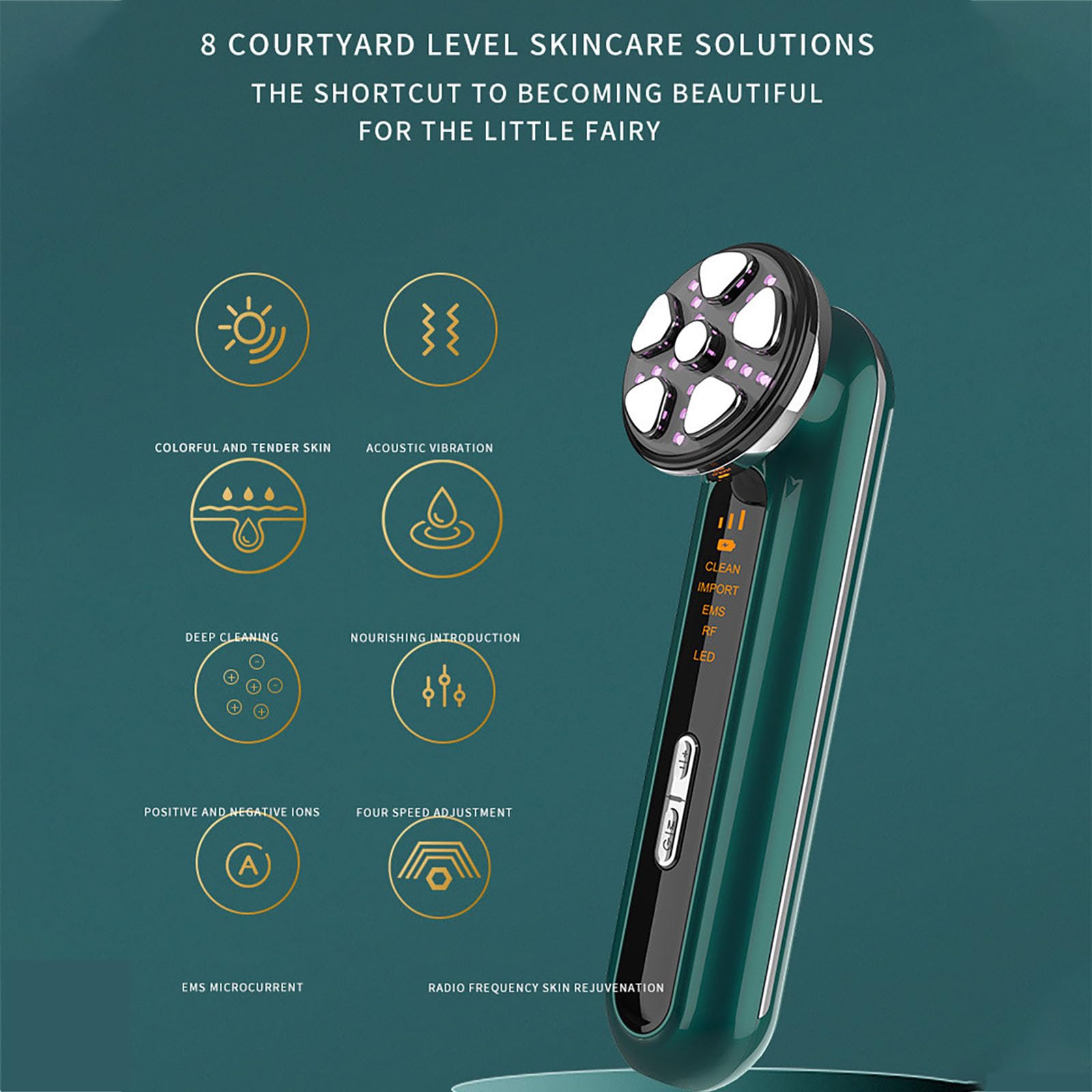 Masajeador Facial Eléctrico, Aparato de Radiofrecuencia, Tratamiento Facial Reafirmante y Antiedad Mujer, Efecto Lifting para Cara y Cuello