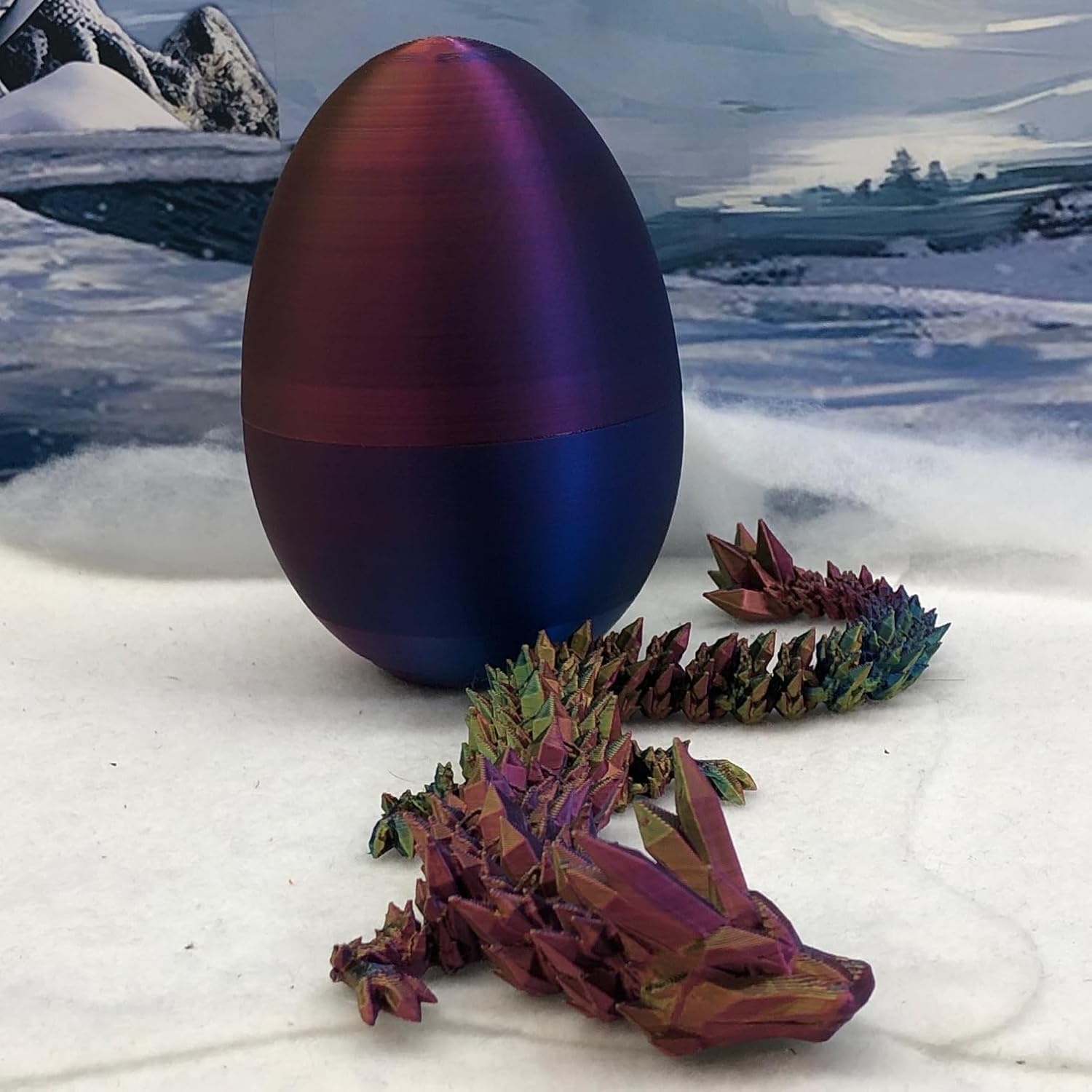 3D Printed Dragon Egg with Dragon Inside, Articulated Crystal Dragon in Egg, Executive Dragon Fidget Desk Toys for Gifts, Home Office Decor D001-S5 (RGB-Red Green Blue)