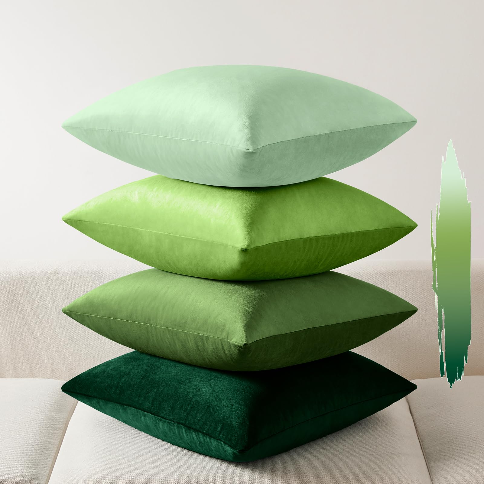 Housses de coussin Softaker en velours vert sauge pour rénover votre sofa