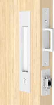 Dontay Pocket Door Hardware with Lock Privacy,Recess Edge Pull,White
