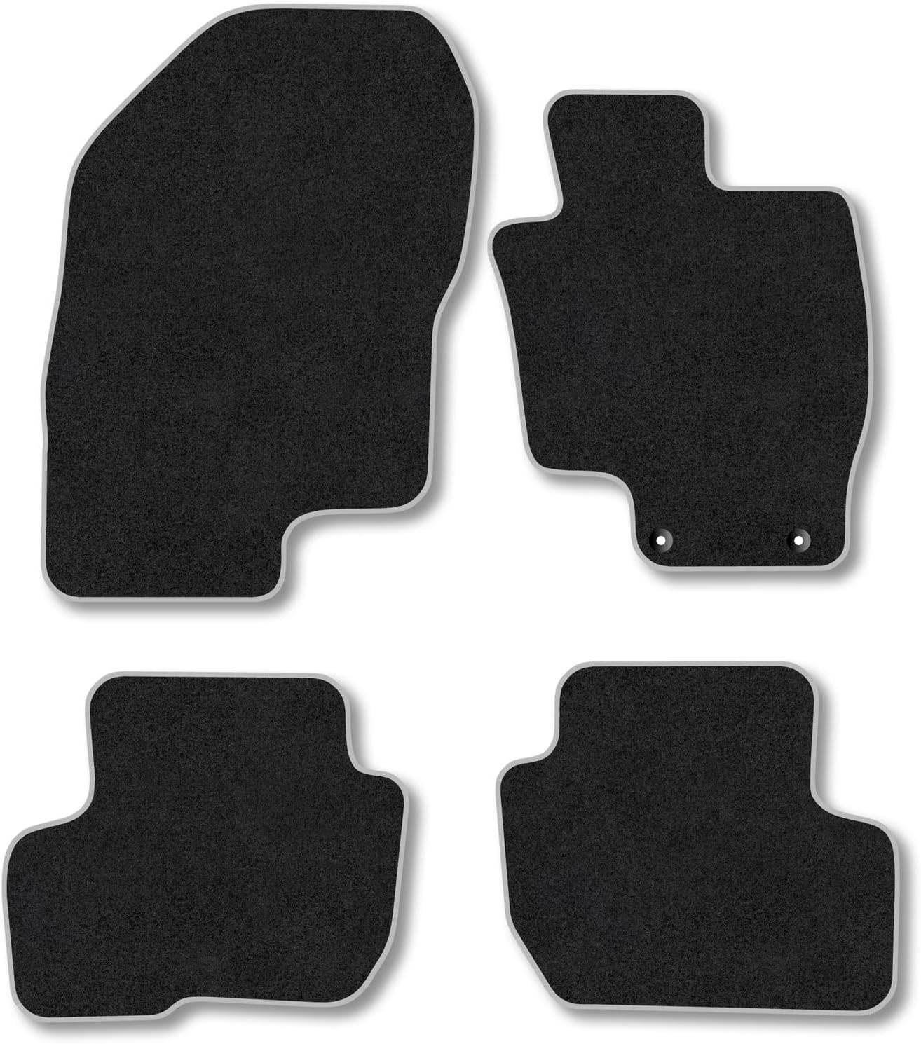 Mitsubishi Outlander (2014-2021) PHEV Premium Car Mats Accessories Tufted-Pile Carpet Grey Trim Tailored Fit Non-Slip Floor Mats Compatible Full Front & Rear Set Full Coverage Accessory with Clips