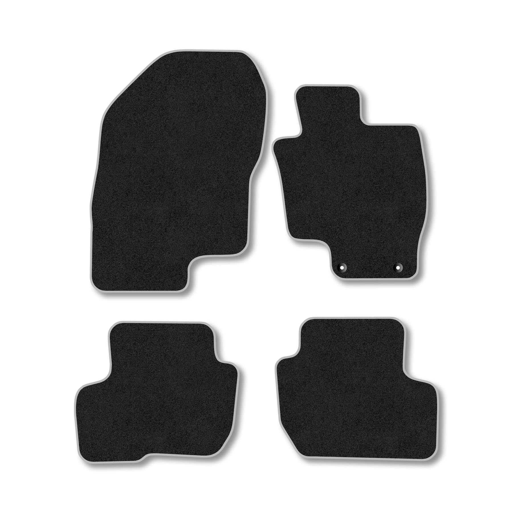 Mitsubishi Outlander (2014-2021) PHEV Premium Car Mats Accessories Tufted-Pile Carpet Grey Trim Tailored Fit Non-Slip Floor Mats Compatible Full Front & Rear Set Full Coverage Accessory with Clips