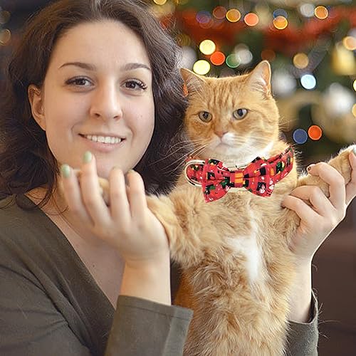 Miniatura 7 de Collar de Navidad para perro, lazo de flores, collar de perro con patrón de calcetín de Papá Noel, cómodo collar ajustable para cachorros con
