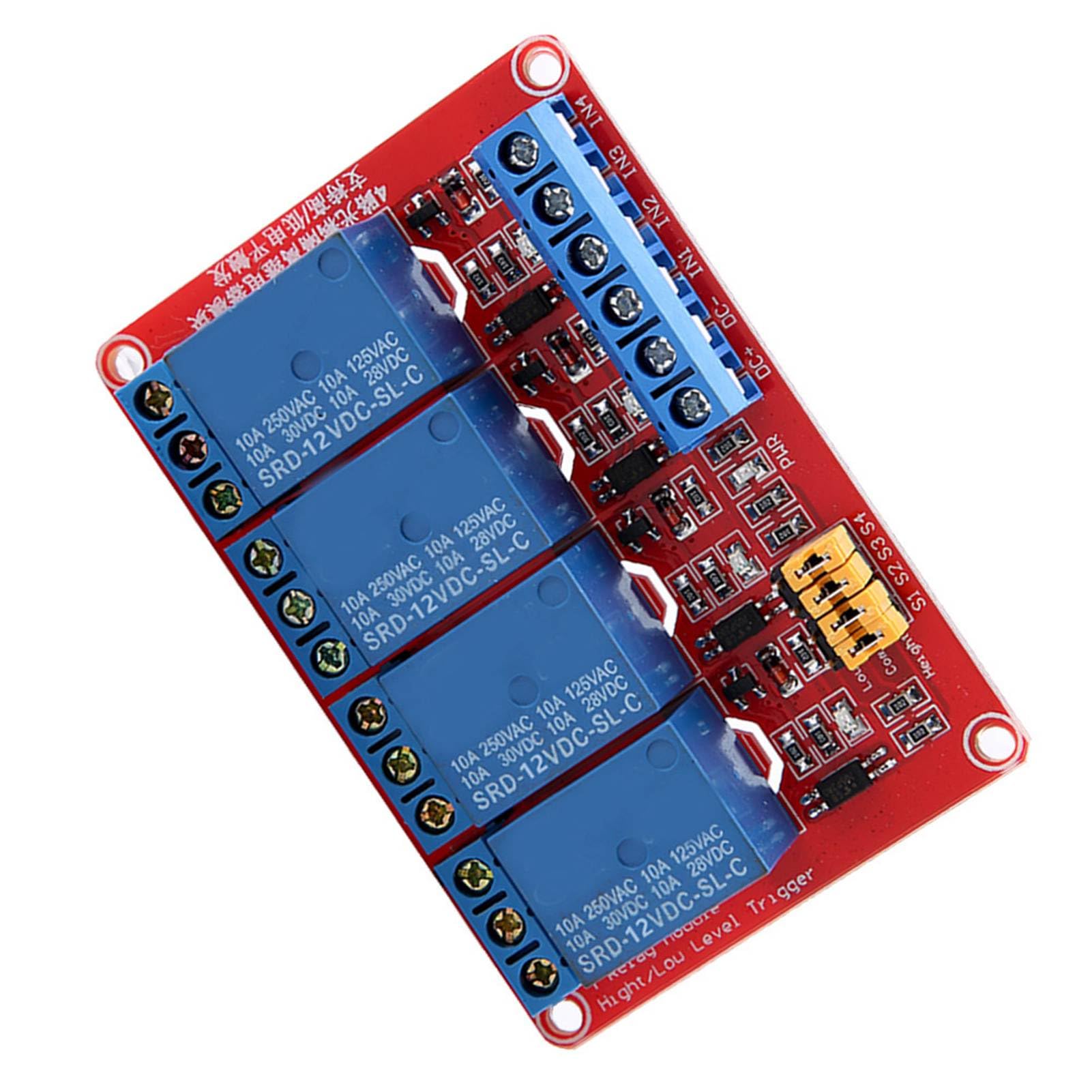 5 V/12 V/24 VDC 4-kanałowy transoptor moduł przekaźnikowy High Low Level Trigger z lampką kontrolną (12 V)