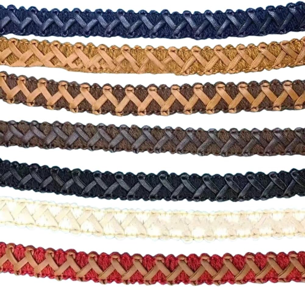 30Yards Faux Leather Braided Cord Vintage Woven Flat Rope DIY Crafts (Blue,Width 0.5 in/13 mm)