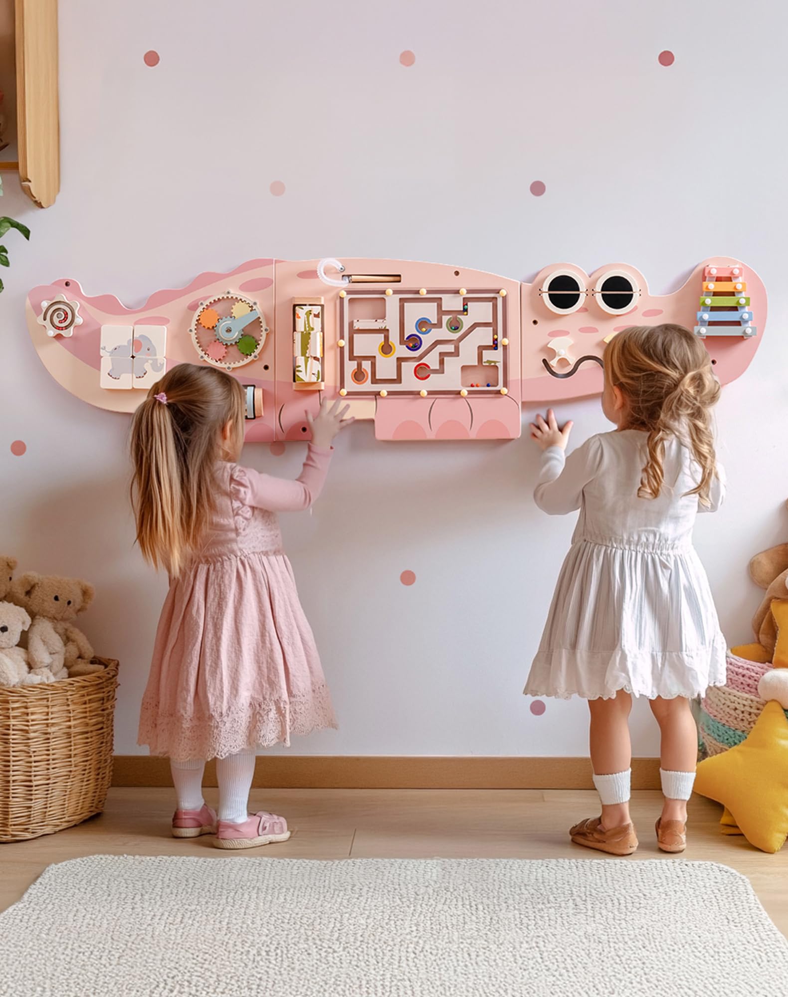 ROBOTIME Elemento da parete - Coccodrillo Activity Board - Tavola in legno - Avventura divertente nella giungla - Multi - Giocattoli interattivi - Selettori di forme - Turnaze - Montessori educativi -