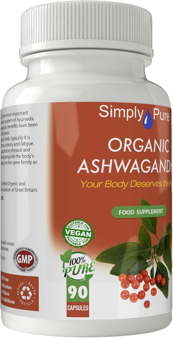 Organic Ashwagandha for Calm, Sleep & Stress Resilience | 500mg Capsules x 90 | 100% Pure Soil Association Certified | High Strength | with Natural KSM-66 | Gluten Free | GM Free | Vegan