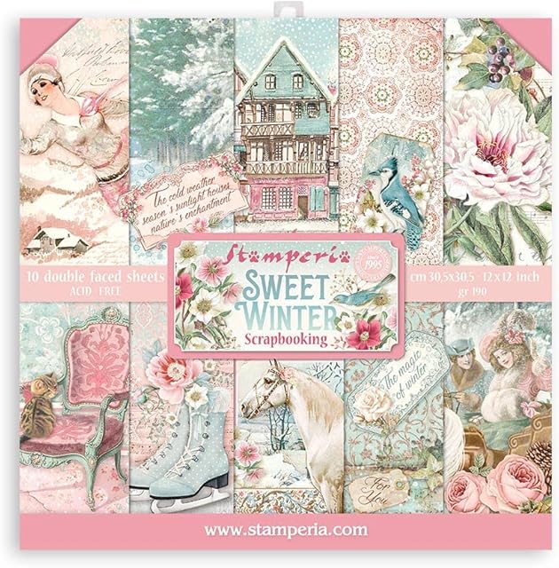 Stamperia International Scrapbooking Pad-Sweet Winter, Multicoloured, 12 x 12 inches