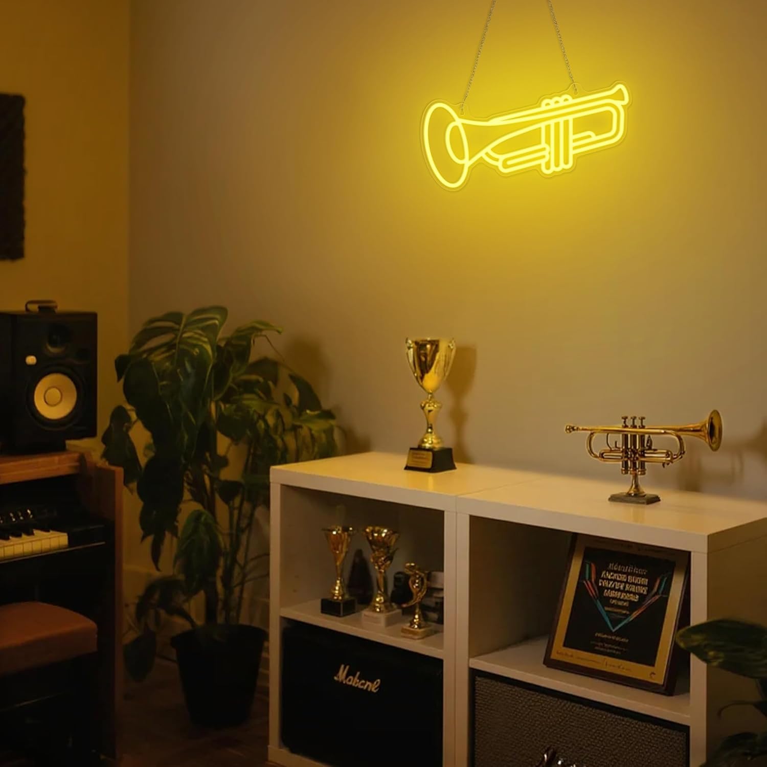 CoolGift Mart Trumpet Neon Sign, Dimmable LED Trumpet Room Decor Light With USB Powered, Decorations for Bedroom Living Room Club Music Studio, Gifts for Trumpet Enthusiasts Music Lovers