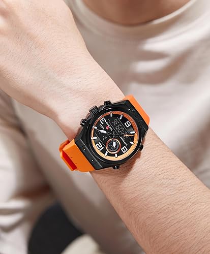 Miniatura 2 de Mens Watches Analog Digital Quartz Waterproof Sport Watches for Men Chronograph Alarm Multifunctional Wrist Watch with Silicone Strap