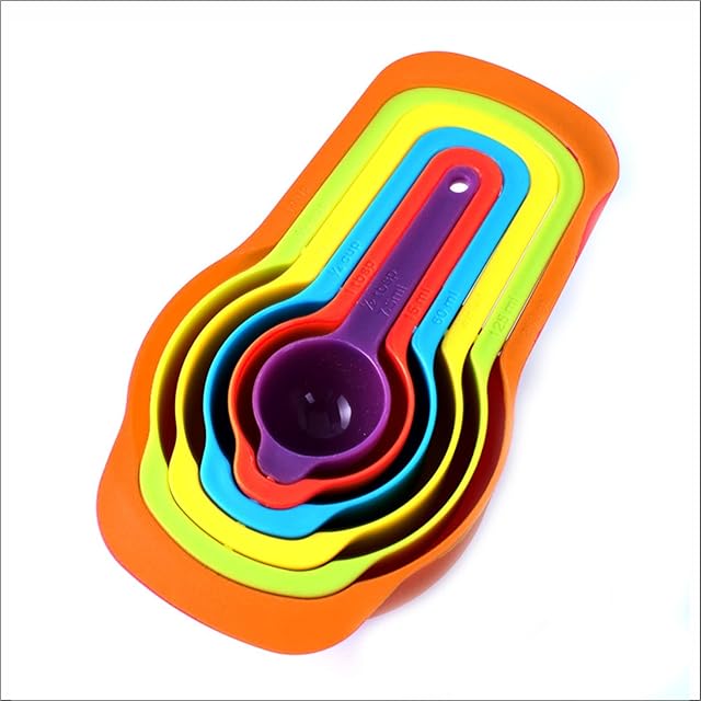 Measuring Spoons Set Kitchen Measuring Cups for Baking Cooking Household Kitchen Utensils Plastic Durable Stackable Measuring Dry Wet Liquid Solid Ingredients Assorted Colors (Pack of 6)