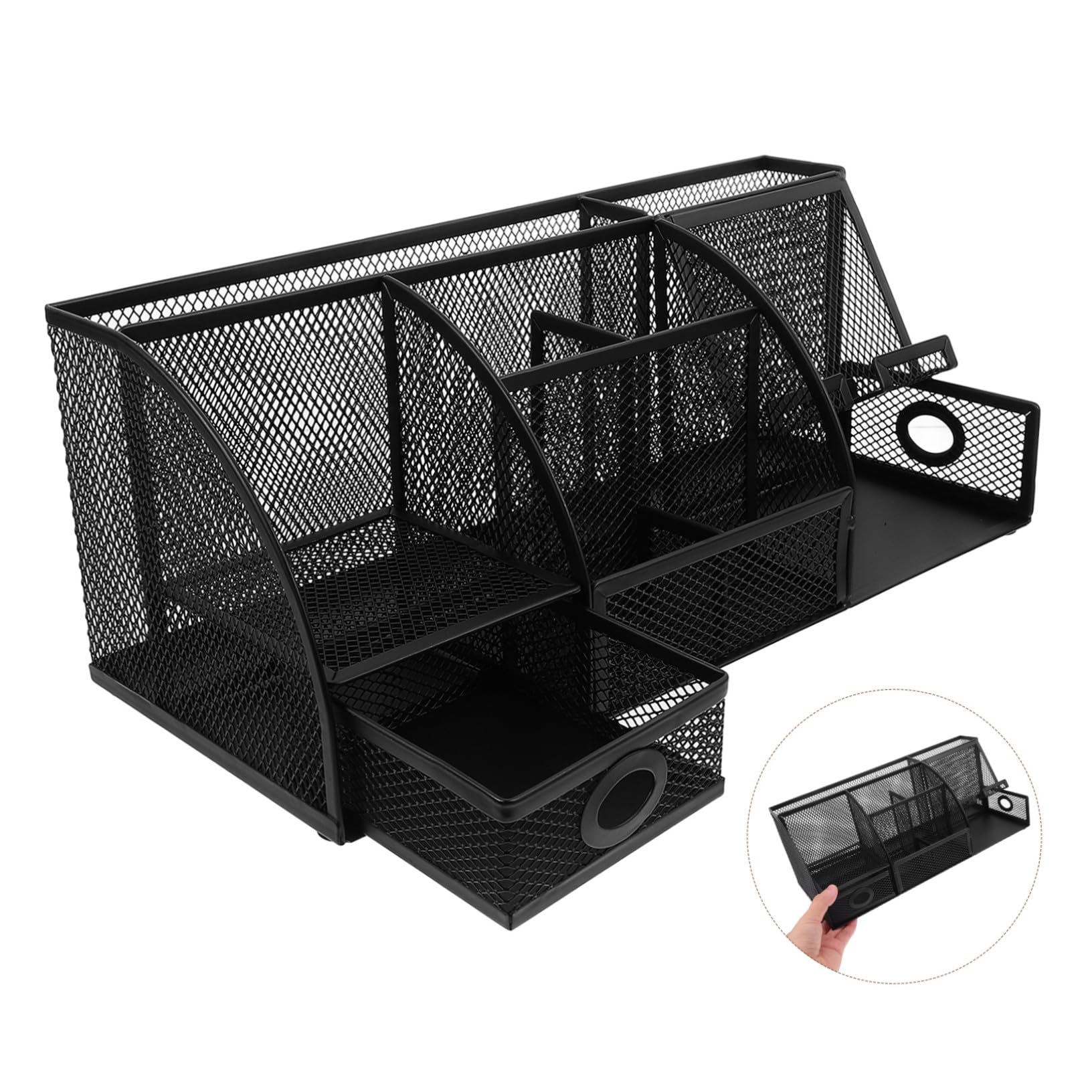 Schreibtisch und Organizer Moderner in Schwarz aus Eisen zur Praktischen Aufbewahrung Multifunktionaler Stiftehalter Schminkorganizer von Bürobedarf und Make Up