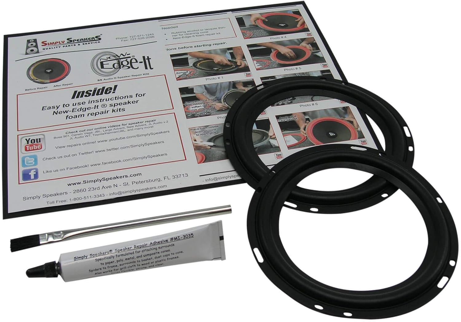 Rubber Edge 6 Inch Speaker Repair Kit RSK-6AC (Pair)