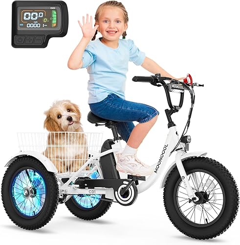 Miniatura 11 de NAIZEA Bicicleta eléctrica para niños, triciclo de 16 pulgadas para niños y niñas de 6 a 12 años, bicicleta eléctrica para niños de 250 W, bicicleta