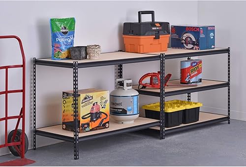 Miniatura 4 de EDSAL UR245AZ-BLK Estante de almacenamiento de acero, 5 estantes ajustables, capacidad de 4000 libras, 72 pulgadas de alto x 48 pulgadas de ancho x