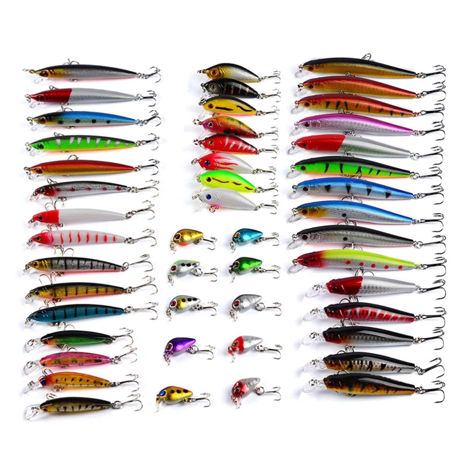 XILILHC 48 Unids/Set Mezcla De Señuelos De Pesca Conjunto Minnow Flotante Swing Crankbait Crazy Wobblers Hundimiento Artificial Biónico Duro Cebo Manivela Señuelo Kit