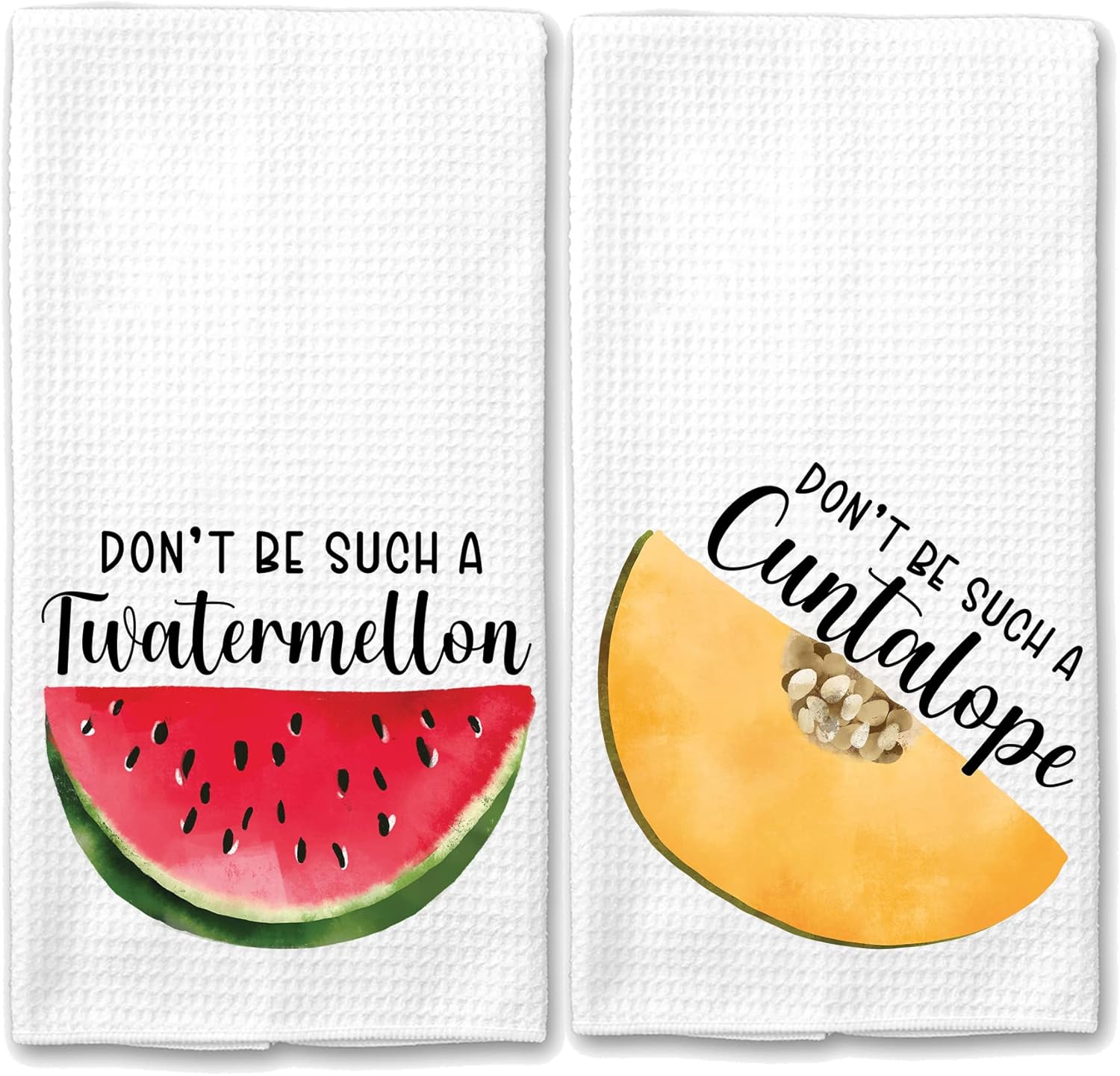 Don't Be Such a Cuntalope/Twatermellon Funny Fruit Adult Joke Microfiber Kitchen Towel Set of Two