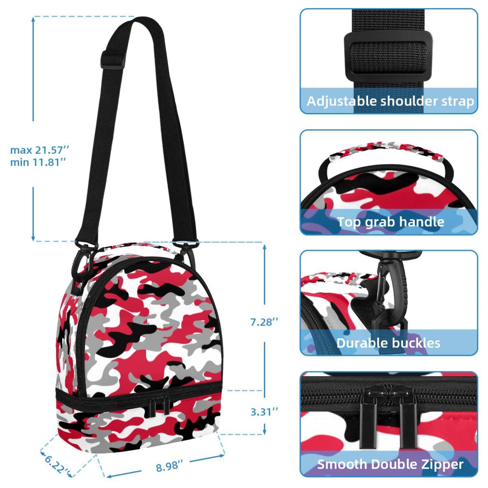 Duduho Sac à Déjeuner Compact Réutilisable Motif Camouflage Militaire