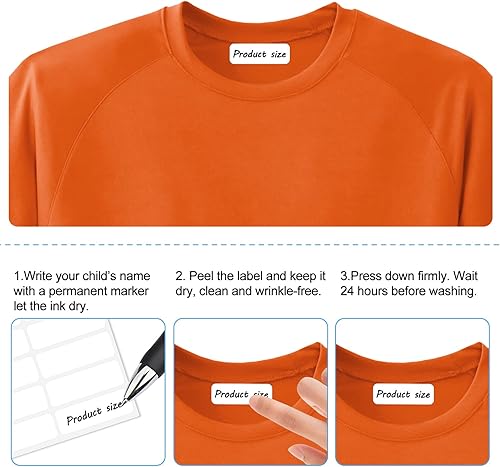 Miniatura 5 de 120 etiquetas de ropa sin planchado, etiquetas de nombre de ropa de tamaño más grande, etiquetas autoadhesivas para escritura, etiquetas de tela