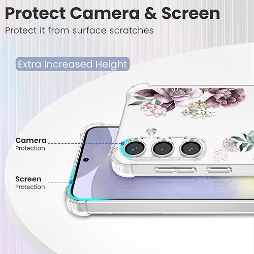 Miniatura 2 de DEFBSC Funda suave compatible con Samsung Galaxy S23, diseño de estampado floral transparente, TPU flexible a prueba de golpes, para mujeres y