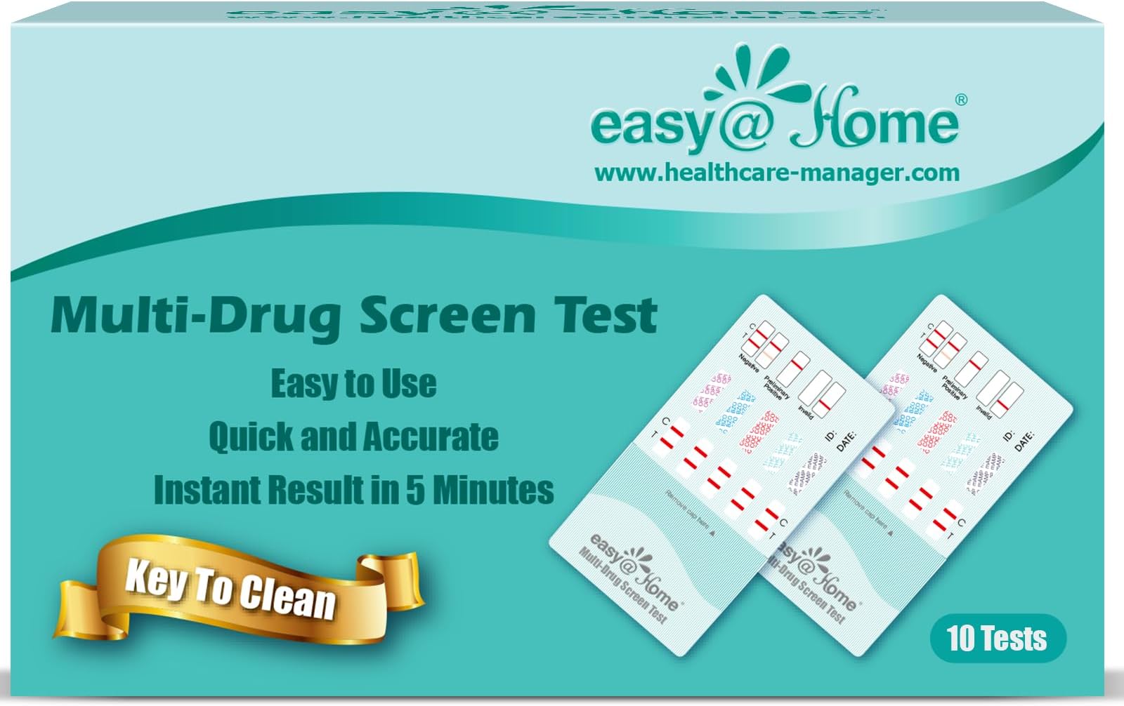 Easy@Home 5 Panel Drug Test Kit : THC, BZO, COC, MET, OPI, 10 Pack Instant Urine Multi-Drug Tests for Tracking Detox Employment Screen -#EDOAP-654