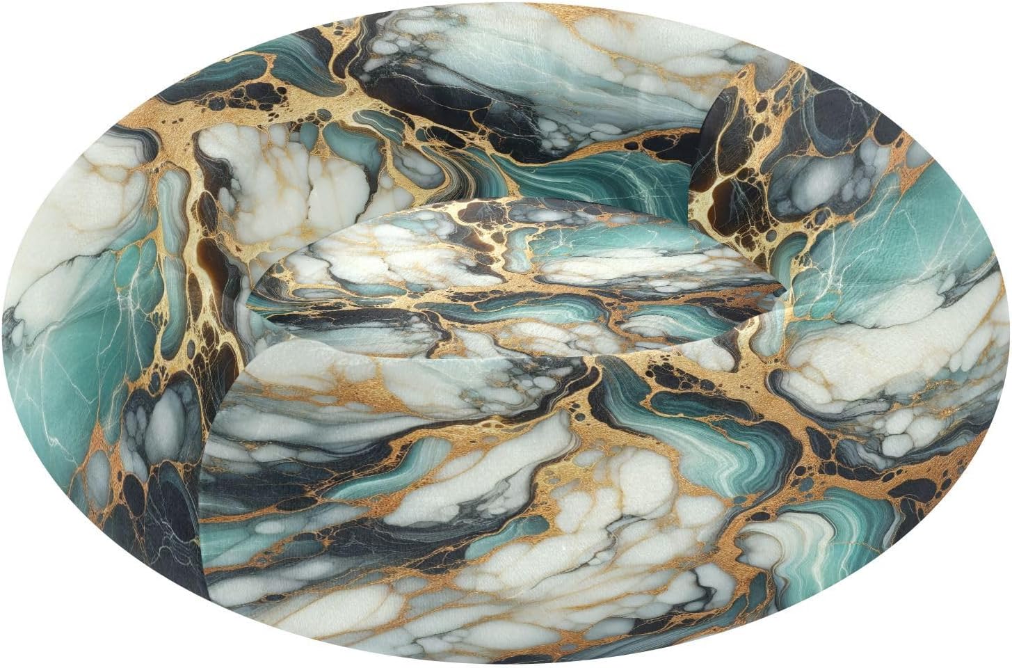 Dog Bed Ultra Soft Fluffy Comfortable Cat Bed, Aqua Black Gold Marble Washable Dog Beds Anti-Slip Round Pet Beds for Medium Dogs