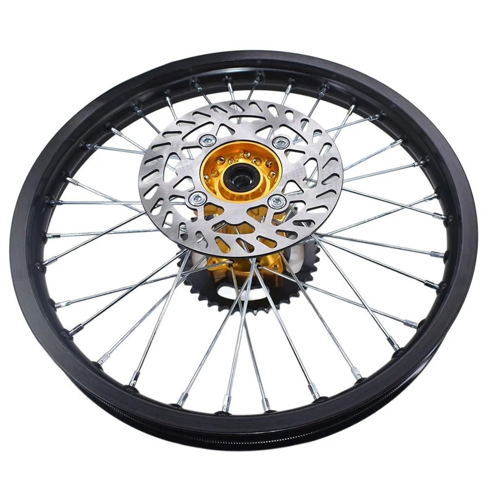 Vorderradfelge 1,60–17 Zoll vordere und hintere Aluminiumlegierungsfelgen, CNC-Nabe Nr. 428, Kettenrad, Bremsscheibenplatte, 220 mm/190 mm Räder Motorrad(Gold-Black)