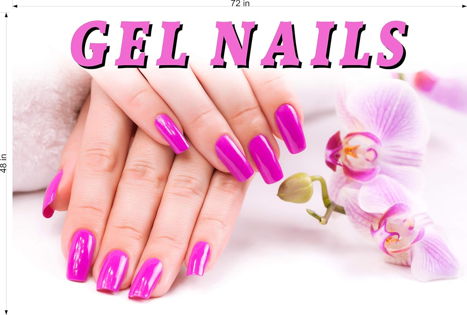 Gel IX Nail Salon Services Sign Nails Advertising Marketing Décor Horizontal (Wallpaper Fabric Poster Decal with Adhesive Backing [Indoors], 30")