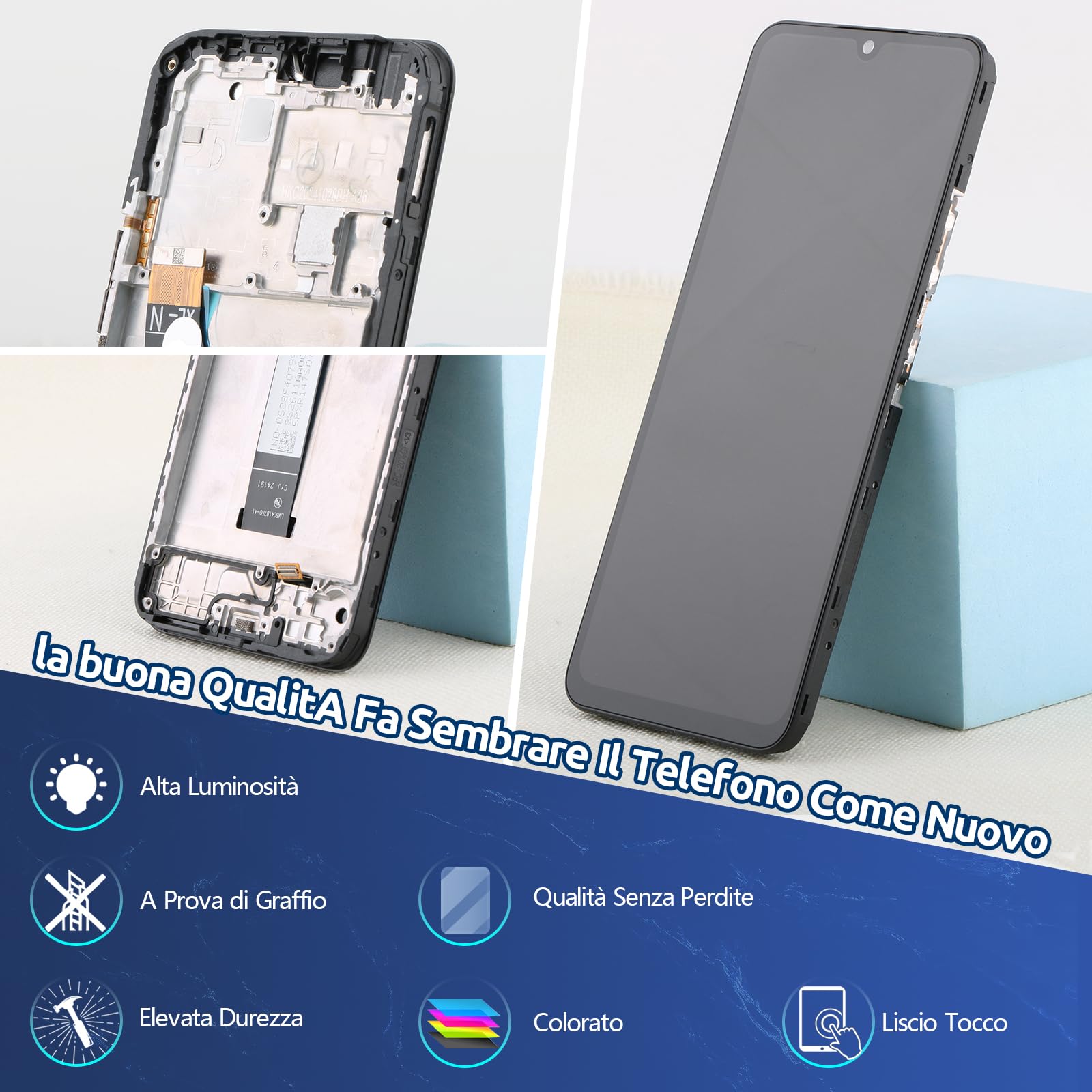RongZy LCD Display per Xiaomi Redmi 14C 4G Schermo LCD per Redmi 14C 4G Touch Screen Assemblea Sostituzione di Vetro Digitalizzatore con Strumenti(6.88", Nero con Cornice)